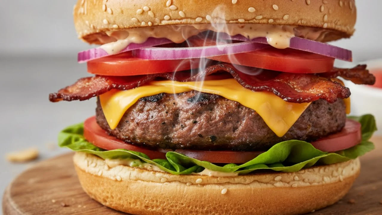 Burger raus der Heißluftfritteuse – goldbraun und perfekt für Instagram