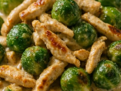 Hähnchen mit Rosenkohl in Sahnesauce