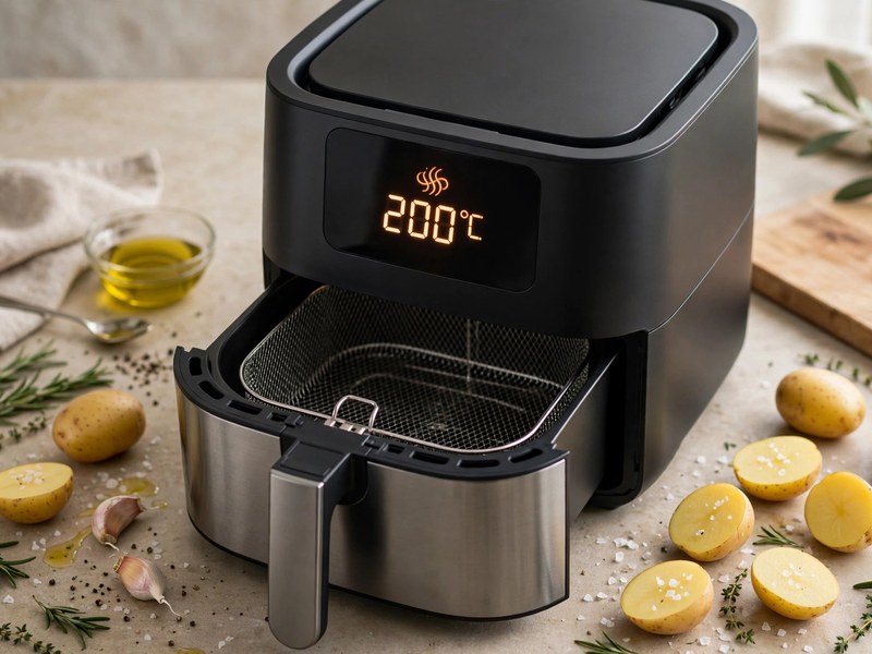 Airfryer wird auf 200 °C vorgeheizt